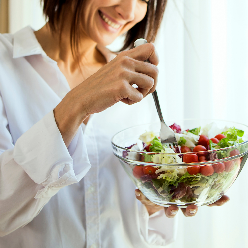 Build Food Tolerance Woman Happy Eating 