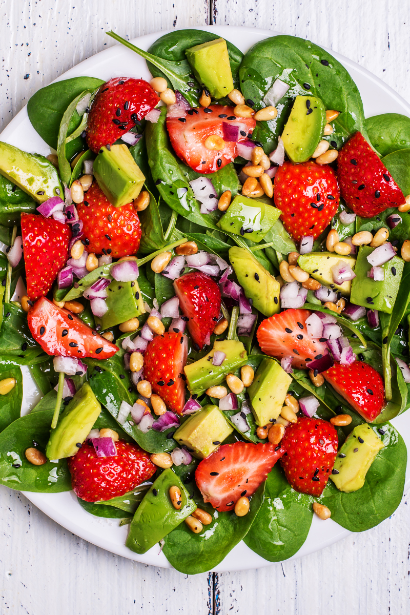 Healthy Food Reactions Spinach Strawberries Avocado